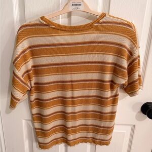 American Eagle Outfitters Yellow and Cream Knit Top